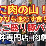 〈第95話〉【デカ盛り】正に肉の山！肉好きなら迷わず喰らえ！てんこ盛り豚バラ丼！【肉丼専門店 肉劇場】