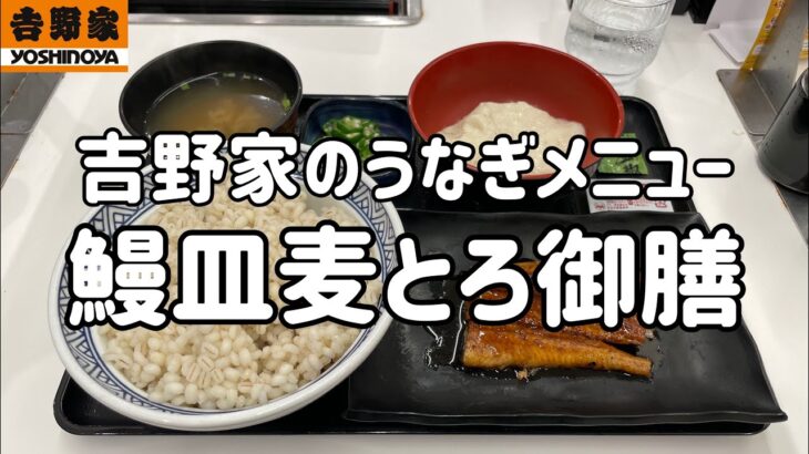 吉野家のうなぎメニュー「鰻皿麦とろ御膳」を食べる動画【土用の丑の日】