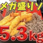 【デカ盛りチャレンジ】総重量5.3kgの超特大メガ盛り天ぷらそば大食いに挑戦したら過去イチつらかった