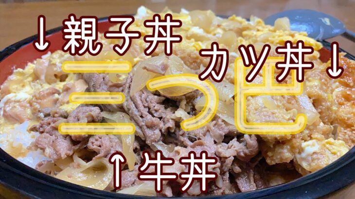 デカ盛り会４！！！！牛丼＆親子丼＆カツ丼の３種盛り　by ずば研 ／ zubaken