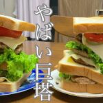 デカ盛り会６！！！！！！ミートパテとステーキのタワーサンド　by ずば研 ／ zubaken
