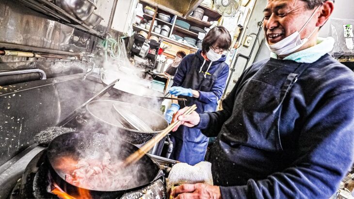 半炒飯でデカ盛り！昭和のストロングスタイルで行列を作るデカ盛り町中華の仕込みから！Japanese street food