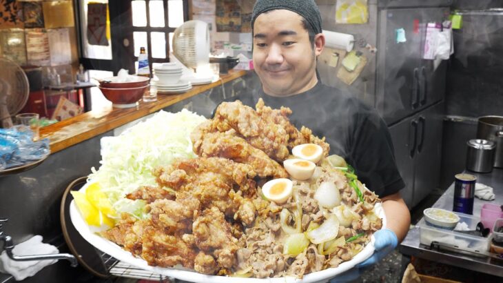 Giant food! 8kg Fried Chicken Bowl, Ramen and Fried Rice – ラーメン 炒飯  唐揚げ丼 Japanese Street Food 二代目蝦夷