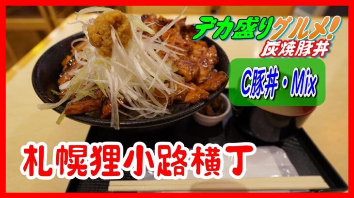 #デカ盛りグルメシリーズ104 #狸小路横丁#炭焼豚丼　バラ肉&ロースの肉がＭｉｘされた豚丼、肉増し・ご飯増しが最高に美味しかった。