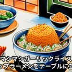 『男飯』マシマシガーリックライスデカ盛りカップラーメンビール