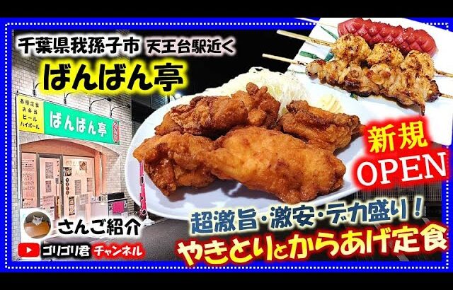 【ばんばん亭】千葉県我孫子市　超激旨・激安・デカ盛り・新規OPEN！超ゴリ旨のやきとりとからあげ定食！