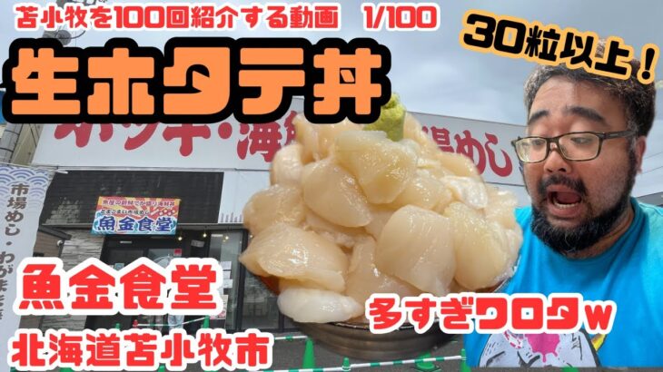 苫小牧のデカ盛り生ホタテ丼【苫小牧を100回紹介する動画