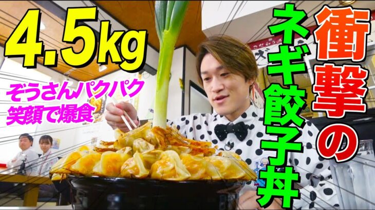 【大食い】ぞうさんパクパクが深谷ねぎ餃子丼4.5kgを笑顔で爆食！衝撃のルールを攻略し完食まで辿り着けるのか 【大胃王】【MUKBANG】【デカ盛りハンター】【モッパン】