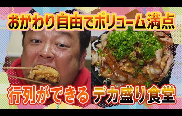 【デカ盛り】行列ができる食堂で噂の巨大から揚げと爆盛り丼に挑戦 #76