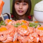 【23万人記念】サーモン麺1.5kgと山盛りご飯でお祝い🐟🍚【大食い】