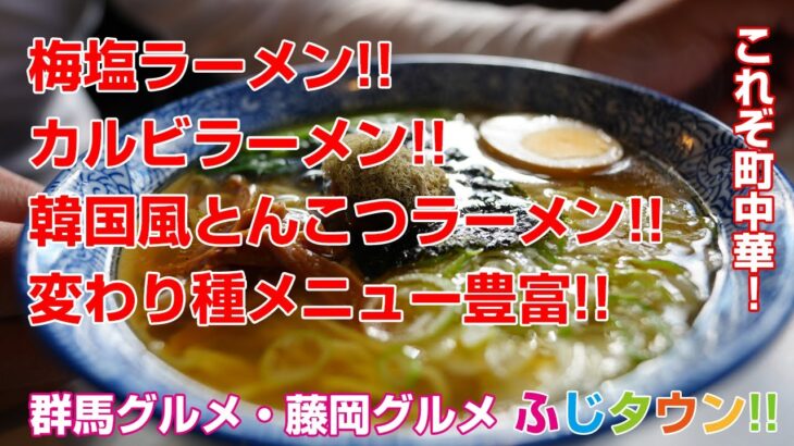 【デカ盛り・食レポ】梅塩ラーメン!!カルビラーメン!!韓国風とんこつラーメン!!変わり種メニュー豊富!!もりもり亭さんにお伺いしました!!ふじタウン【藤岡グルメ・群馬グルメ】