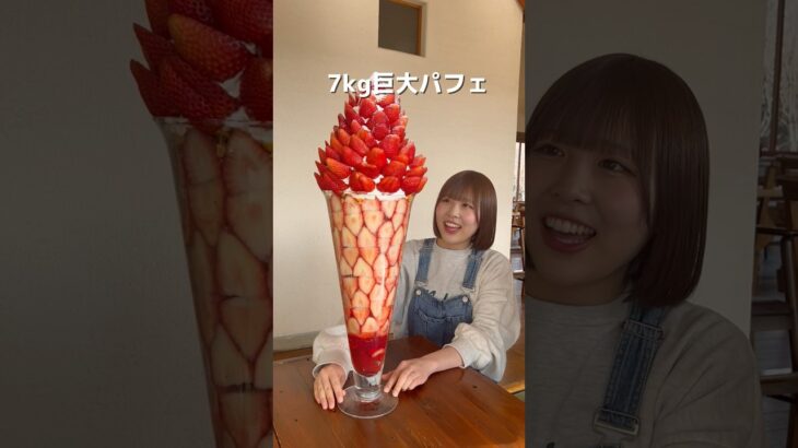 【デカ盛り】7kg巨大いちごパフェ女子大生2人で食べてきた#デカ盛り #巨大パフェ